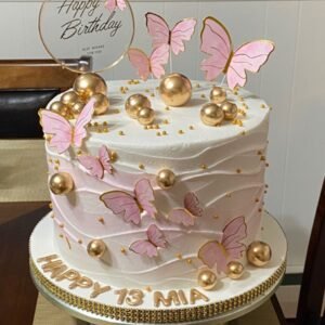 Gold N White Butterfly Cake