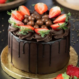 Dark Chocolate Strawberry Cake