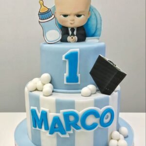 Tier Blue N White Boss Baby Cake
